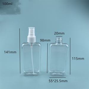 50mlフラットスクエアペット/PPプラスチックスプレーボトルポンプ100ml透明フラットスクエア香水瓶300mlフラットスクエアスプレーボトル - Product Image 5