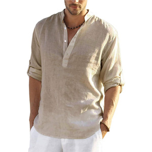 <span class=keywords><strong>Camicia</strong></span> a maniche lunghe da <span class=keywords><strong>uomo</strong></span> 200gsm in <span class=keywords><strong>lino</strong></span> <span class=keywords><strong>100</strong></span>% Oem t-Shirt con logo personalizzato <span class=keywords><strong>camicia</strong></span> con colletto Casual bianco all'ingrosso - Product Image 1