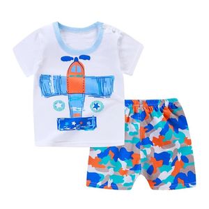 Ensembles de vêtements pour bébé 2022, haut à manches courtes + short, 2 pièces, vêtements d'été pour enfants, garçon, 100% coton, costume à manches courtes - Product Image 4
