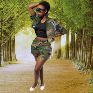 ชุดเซ็ต 2 ชิ้น สไตล์ชุดทำงาน ลายพรางติดกระดุม รุ่นล่าสุด แฟชั่น - Product Image 2