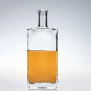 便宜的价格100毫升200毫升375毫升500毫升火石玻璃方形玻璃瓶葡萄酒威士忌液体