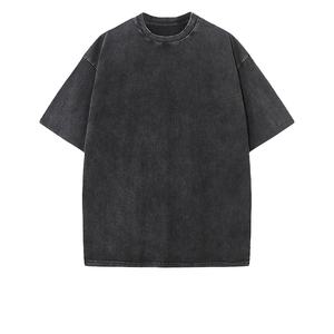 魅力的な230g 100コットンドレスショートスリーブレトロTシャツバティックウォッシュショルダーハイブランク男性用ルースオーバーサイズフィット - Product Image 3