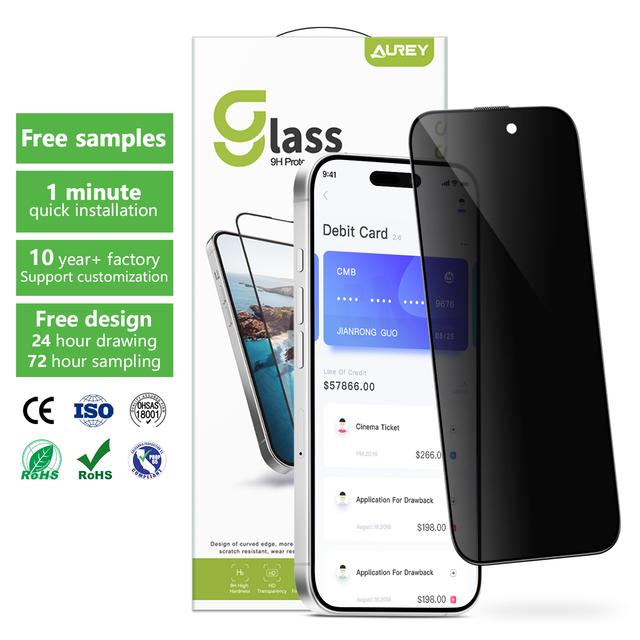 Factory Customize 2.5D 3D Anti-spy Privacy Tempered Glass Anti Shock Phone Screen Protector for iphone 15 16 Pro Max