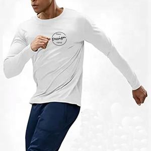 JL0411B T-<span class=keywords><strong>shirt</strong></span> personnalisé de haute qualité sérigraphie coton uni blanc mince à manches longues t-<span class=keywords><strong>shirt</strong></span> hommes léger t-shirts - Product Image 4