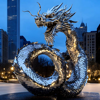 Sculpture de dragon extérieur en acier inoxydable personnalisation décorations de parc de paysage statue en métal