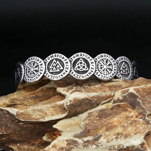 yunnique <b>Viking</b> Rune Open <b>Bracelet</b> Tibetan Silver Men's C Shape Geometric Design Gift Jewelry - Product Image 3