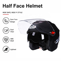 AWN 1/2 efficace ABS bonne qualité demi-visage vélo électronique blindé Double lentille course autocollants casques moto pour adulte