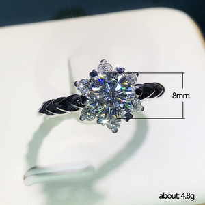 Anello con Zircone a Fiocco di Neve e Fascia Intrecciata, Anello Floreale da Matrimonio - Product Image 3