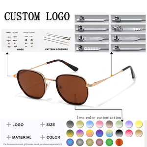 Gafas de Sol Cuadradas Unisex, Montura Metálica Completa, Lentes Marrones, Protección UV400, Estilo Retro, Actividades al Aire Libre para Adultos - Product Image 2