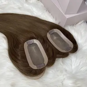Toptan 100% avrupa bakire topper İnsan saç topper mono üst monofilament topper düz insan saçı kadınlar için peruk