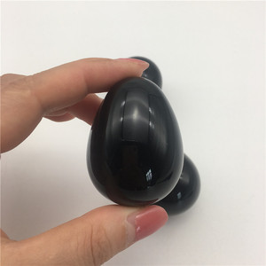 Huevos de cristal de obsidiana para mujer, Gema Natural, piedra pulida, cuarzo negro, para regalo - Product Image 2