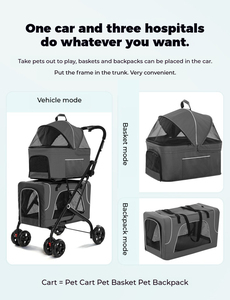Luxo Leve Folding Pet <span class=keywords><strong>Trolley</strong></span> Double-Deck <span class=keywords><strong>Dog</strong></span> Cat Stroller com gaiola de carro Universal Leisure Foldable Travel Carrier - Product Image 4