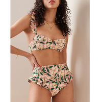 2024 Sexy taille haute Bikini ensemble imprimé fleuri longue robe grande taille pansement maillot de bain couvrir été plage porter maillot de bain
