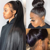 Perruque brésilienne 13x4 en cheveux humains 100% naturels non traités, perruque frontale en dentelle HD transparente sans colle, lisse comme des baguettes
