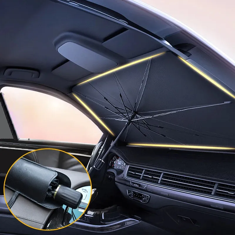 Araba güneşliği şemsiye araba güneş gölge koruyucu şemsiye yaz güneş iç cam koruma aksesuarları için otomatik gölgeleme