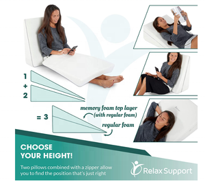 Almohada de cuña de cama de espuma viscoelástica, ajustable para reflujo, lectura, ronquidos, dormir, soporte para el cuerpo, espalda, cuello, piernas, <span class=keywords><strong>embarazo</strong></span> - Product Image 3
