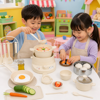 Set Dapur Mainan Anak-Anak, Peralatan Masak, Panci, Wajan, Peralatan Dapur Mini Plastik, Hadiah Natal Ulang Tahun untuk Anak Laki-laki dan Perempuan