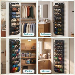 Over The Door <b>Shoe</b> Organizer 8 Pockets Foldable Hanging Rack For Closet <b>Shoes</b> <b>Storage</b> Black Oxford Fabric - Product Image 6