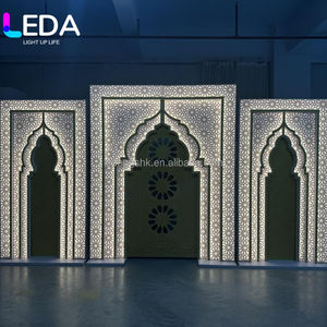 LEDA Factory Price Wedding Stage Led <b>Backdrop</b> Arab Glowing Muslim Festival Acrylic Indian Style Hollow Pattern Wedding Arch - Product Image 1
