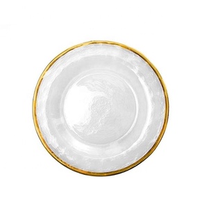 الجملة الذهب حافة جولة شفافة الفاكهة كوب كريستال شفاف ألواح الشاحن الزفاف - Product Image 2