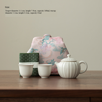 Service à thé de voyage en céramique de luxe moderne fait main avec théière durable de 60 ml et tasse à thé, rangement portable