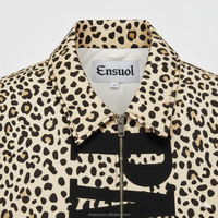 Veste bomber ES personnalisée avec grand logo, coupe-vent, imperméable, écologique, à fermeture éclair, imprimé léopard intégral, style streetwear