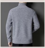 Pull en laine 100% pour homme, col montant, tricoté, chaud et épais, avec fermeture éclair en fourrure, pour l'automne et l'hiver