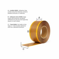 Ruban adhésif PTFE sans colle, thermoscellable au centre, en fibre de verre enduite de PTFE, avec bords adhésifs en silicone acrylique, personnalisable