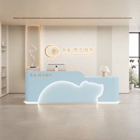 Petit bureau moderne rose en forme de L salon de beauté bar salle de sport de mariage réception comptoir de réception salon réception