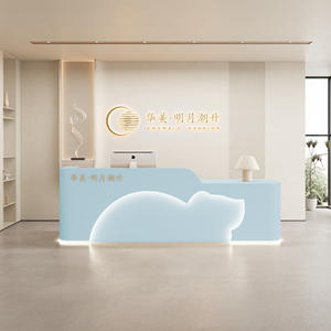 مكتب صغير حديث وردي على شكل حرف l ، صالون تجميل ، صالة ألعاب رياضية ، مكتب أمامي - Product Image 3