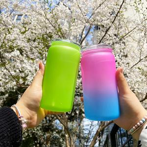 Bpa Free Colorful Kids 16Oz Can Shaped Cans <b>Cups</b> With Acrylic <b>Lids</b> <b>and</b> <b>Straws</b> for Uv Dtf Wraps - Product Image 4