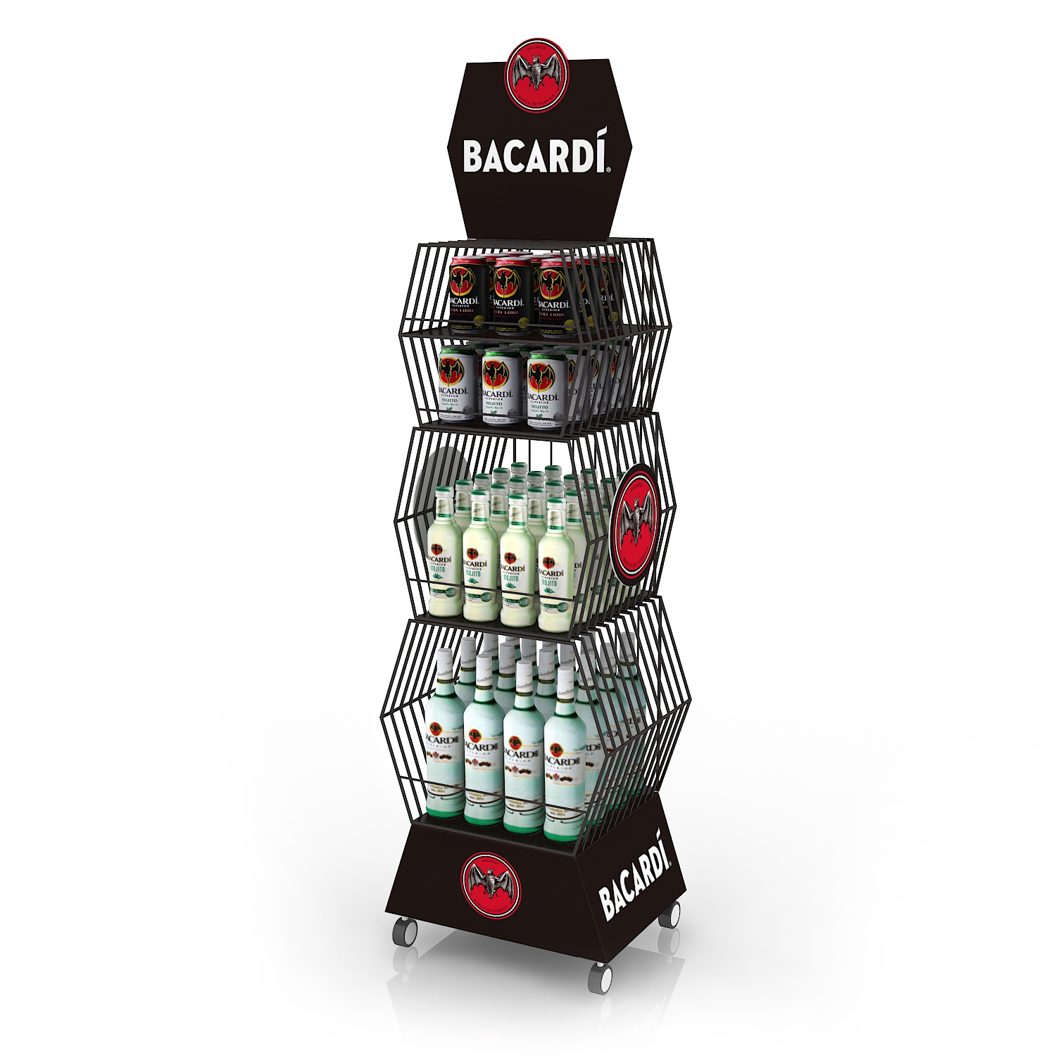 Hot Selling Supermarket Double-side Wine Bottle Display Rack Floor Wine Display Stand With Custom Logo — view 3