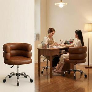 Fauteuil de salon à coussin moelleux, pivotant, avec roulettes, pour maquillage, mobilier de studio de beauté, chaise de salon de manucure - Product Image 1