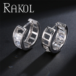 RAKOL EP504 silver Hollow Metal Cubic Zirconia Jewelry Crystal <b>Cartilage</b> Decorative Styling <b>Earrings</b> - Product Image 1