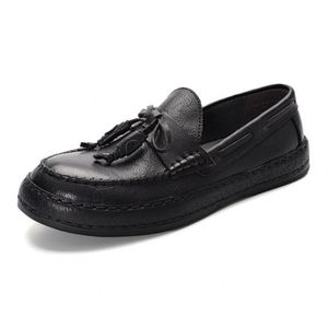 Zapatos de Cuero Impermeables para Hombre, Diseño con Flecos, Casuales, Sin Cordones, Punta Redonda, Transpirables, para Verano - Product Image 2