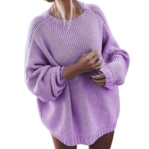 Vente en gros de pulls XXL surdimensionnés et confortables pour femmes, hauts à col rond, manches chauve-souris, <span class=keywords><strong>pull</strong></span> en tricot épais pour l'hiver - Product Image 4