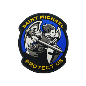 Saint Michael bảo vệ chúng tôi màu sắc bền hiệp sĩ chéo PVC cao su bền góc lớn vá dính trên túi mũ đính - Product Image 5