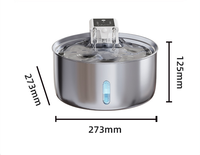 Fontaine d'eau automatique pour chien en acier inoxydable 7L Fenêtre visible Conception sans fil Débit frais continu Bols d'eau pour animaux de compagnie Mangeoires