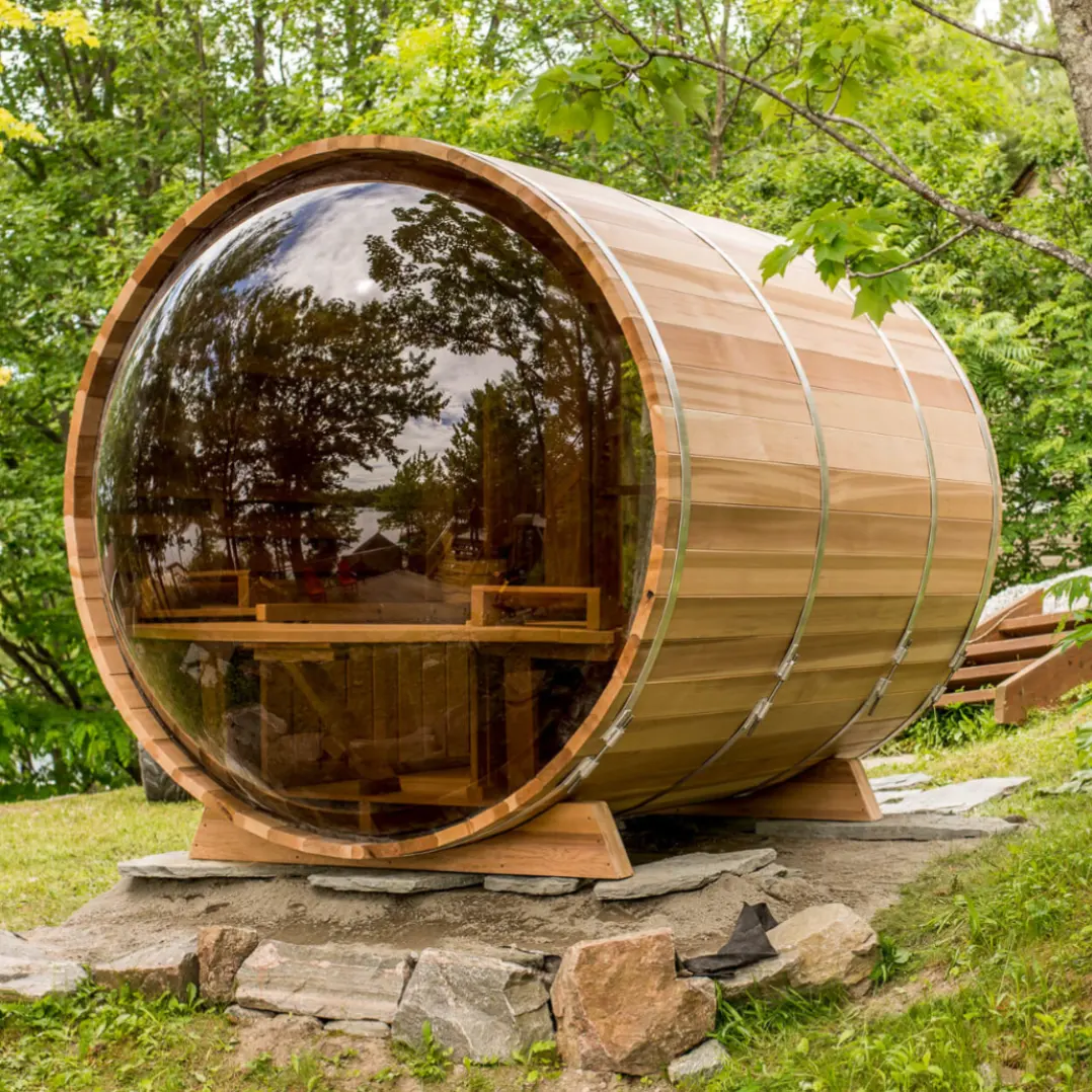 Dry Steam Sauna Cabin Wood House Finland 4 Person Outdoor Barrel Sauna