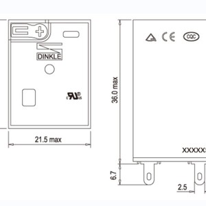 Relé Dinkle Rer S4c D24 24Vdc 2No, Relé Electromagnético Industrial Miniatura para Uso General - Product Image 5