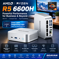 Conception de logo gratuite SOAYAN AMD Ryzen 5 6600H 6 cœurs LPDDR5 NVMe PCIe SSD Mini PC Windows 11 Pro Linux Utilisation professionnelle