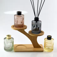 Bouteilles rechargeables de parfum de bâton d'arôme de 120 ml vides colorées à rayures verticales uniques Bouteille de diffuseur ronde en verre transparent