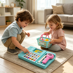 Caisse <span class=keywords><strong>enregistreuse</strong></span> interactive pour enfants : jeu de rôle de caissier et de commerçant, avec fonctions de scan, de jeu d'aliments et de sons amusants - Product Image 2