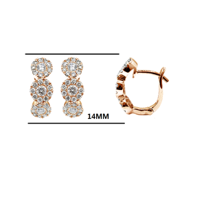 Plaqué or rose 18 carats or blanc grappes de diamants ronds de haute qualité bijoux de mariage délicats-jolies boucles d'oreilles pour femmes - Product Image 2