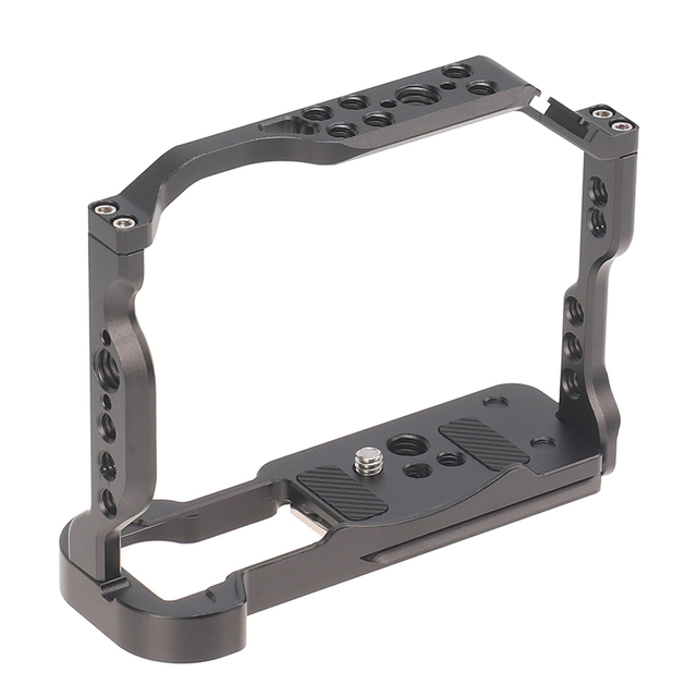 KAMPHO Video Shooting Rig Stabilizer Camera Cage for Canon EOS R50 with 1/4" & 3/8" ARRI Locating Screw Holes, Cold Shoe Mount