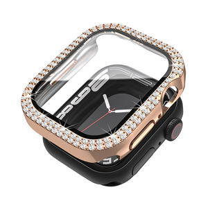 Coque de montre en verre trempé de luxe avec diamants pour Iwatch 7 49mm 45mm 44mm 42mm 40mm 41mm 38mm, coque de montre scintillante pour fille - Product Image 1