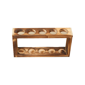 Support en bois pour tubes à essai, double couche, pour huiles essentielles, étagère de rangement, style moderne et simple - Product Image 5