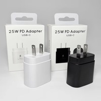 Cargador Rápido de 25W Tipo-C PD 3.0 con Cable para Teléfono Móvil y Reloj Inteligente, Compatible con S26/S25/S24/S23/S22, Enchufes US/EU/UK