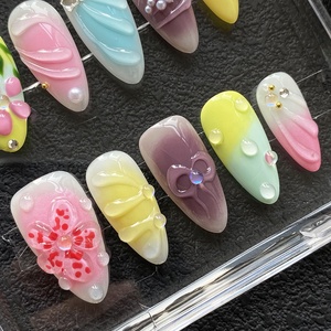 <span class=keywords><strong>Faux</strong></span> <span class=keywords><strong>ongles</strong></span> en <span class=keywords><strong>gel</strong></span> UV, 10 pièces, magnifiques et exquis, décoration intégrale, style Y2K, carrés sculptés, faits à la main, à presser - Product Image 4