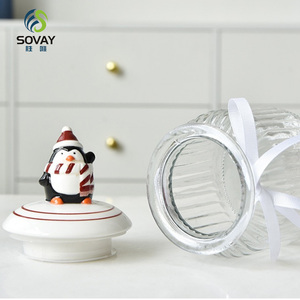 Pot en verre de Noël avec couvercle en céramique pour bonbons, biscuits, noix, boîte de rangement scellée pour collations, pot de conservation en verre de qualité alimentaire - Product Image 6
